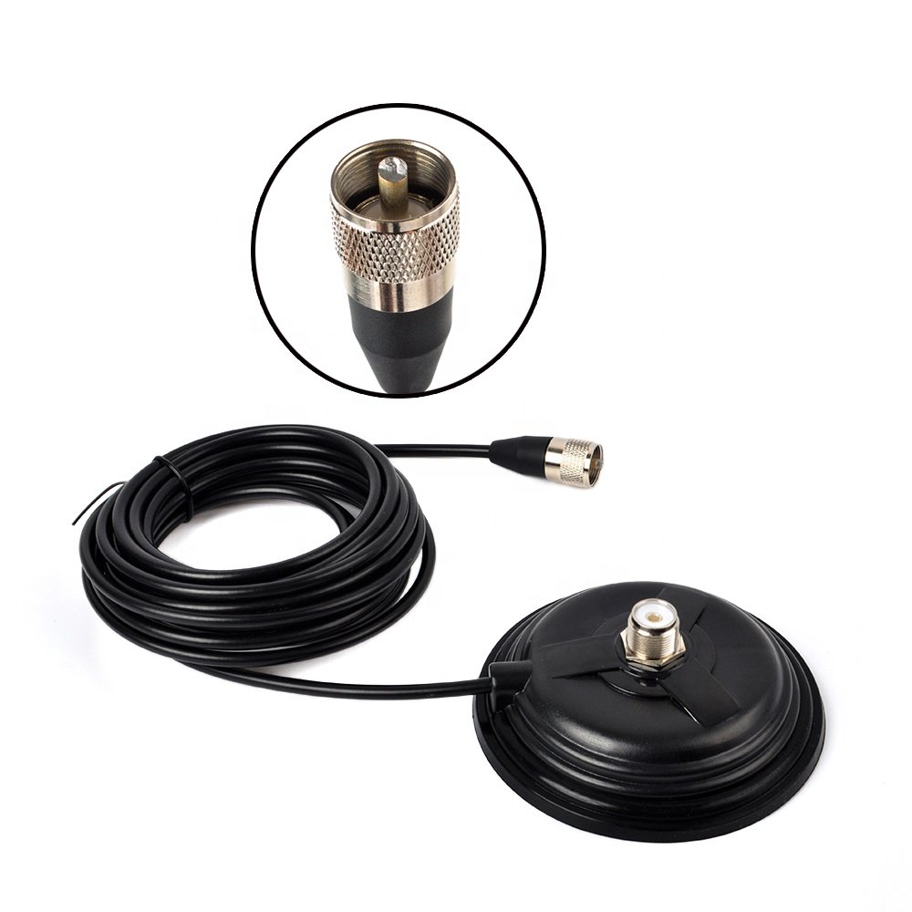 HYS Mobile Antenna Magnetic Mount Base SO239 4.3inch (110mm) Base with 5M(16.4ft) RG58 Coaxial Cable PL-259 Plug