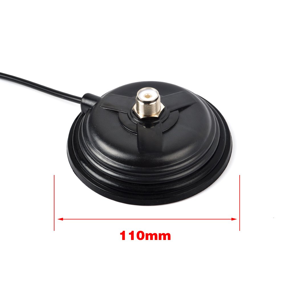 HYS Mobile Antenna Magnetic Mount Base SO239 4.3inch (110mm) Base with 5M(16.4ft) RG58 Coaxial Cable PL-259 Plug