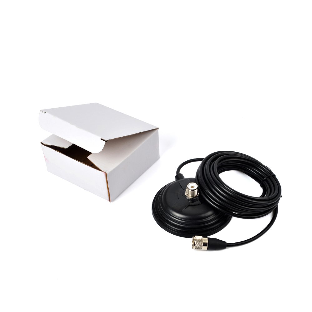 HYS Mobile Antenna Magnetic Mount Base SO239 4.3inch (110mm) Base with 5M(16.4ft) RG58 Coaxial Cable PL-259 Plug