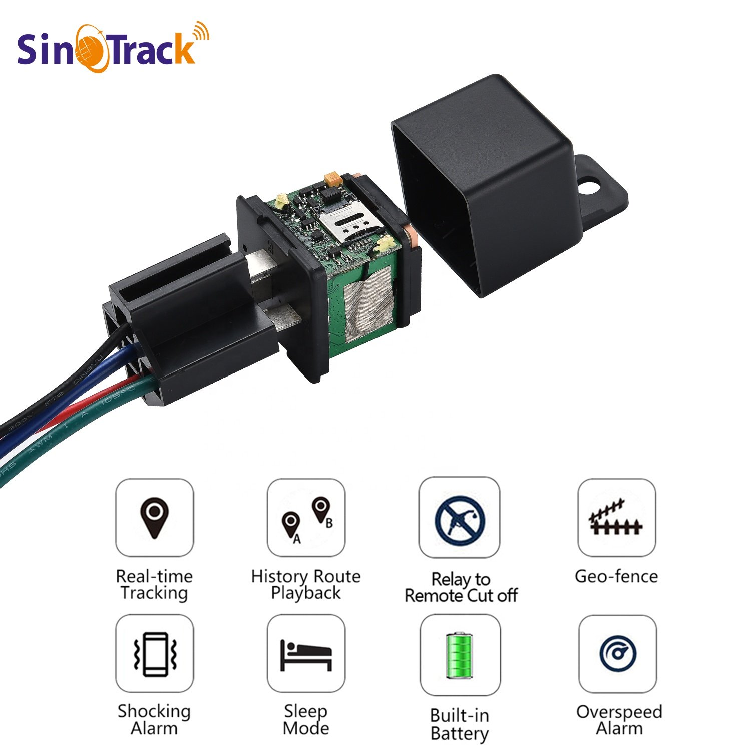 Relay Tracker 10-40V DC ST-907 SinoTrack GPRS 2G GSM Motorcycle GPS System Car Small GPS Tracking Device