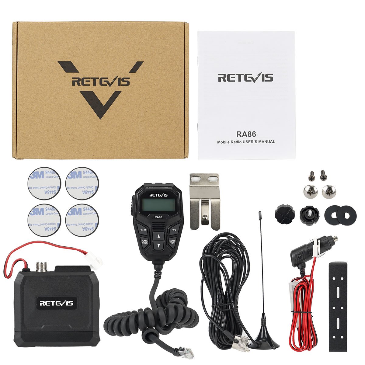 Micro Mobile 20W GMRS 260 Privacy Codes Repeater Channel NOAA Vehicle Mouted Two Way Radio for Farm Tractor Bundle Retevis RA86