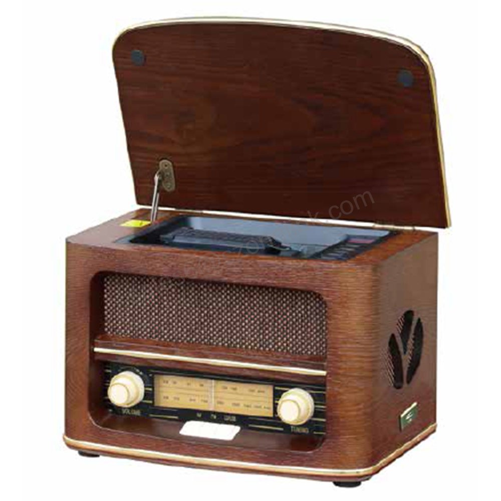 Antique Old Wooden CD Player Retro Radio with Pigtail Antenna for Sale