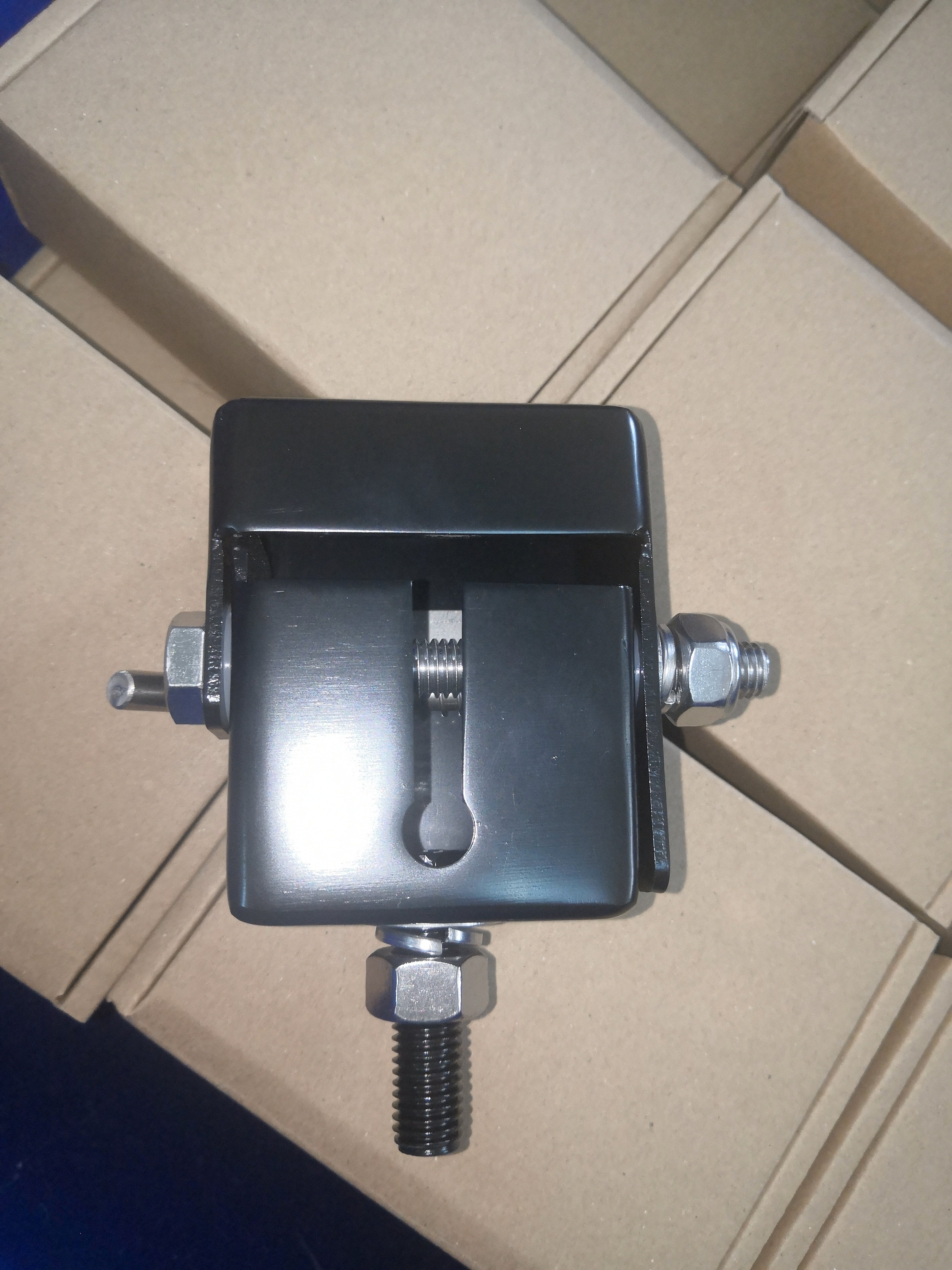 Fold down antenna mounting bracket BLACK rugged stainless steel construction adjustment heavy duty bracket
