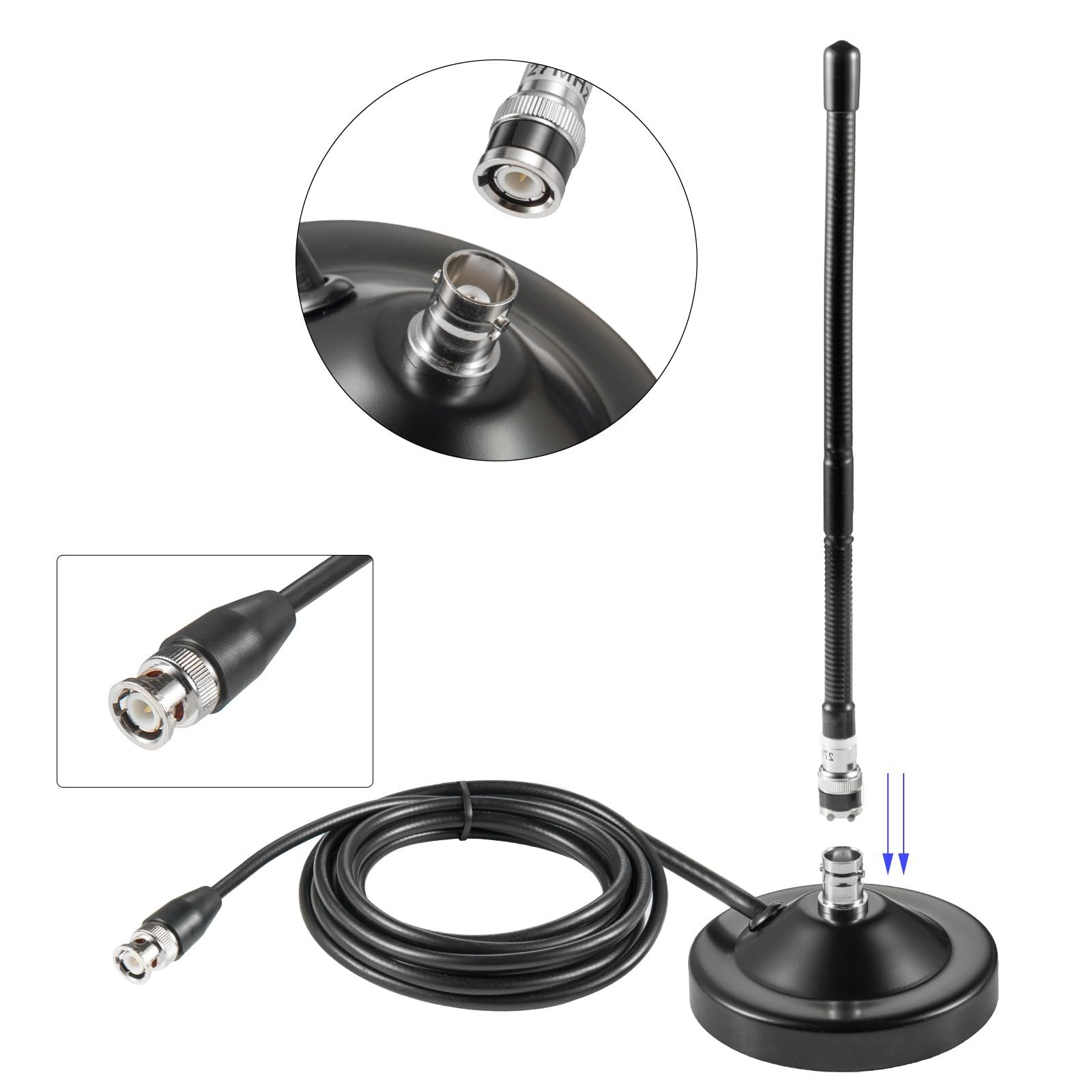 Long Range 27MHz Heavy Duty Magnetic Base Station Soft Whip CB Radio Antenna For Vehicle Car Truck Mobile Handheld CB Radio