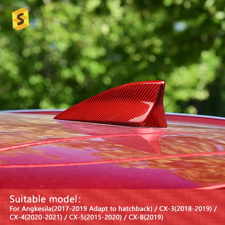 ES Carbon Fiber Car Accessories Auto Antenna Cover Sticker Shark for Mazda Axela CX3 CX4 CX5 CX8