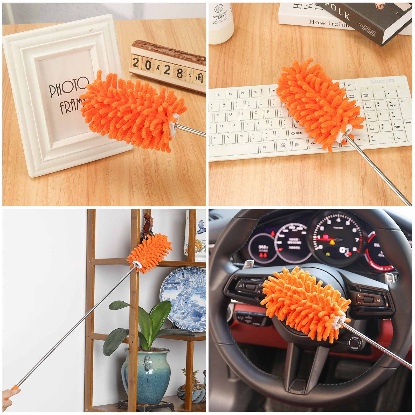 Chenille Retractable duster for Home Office Cleaning Can Be Removed and Washed Feather duster