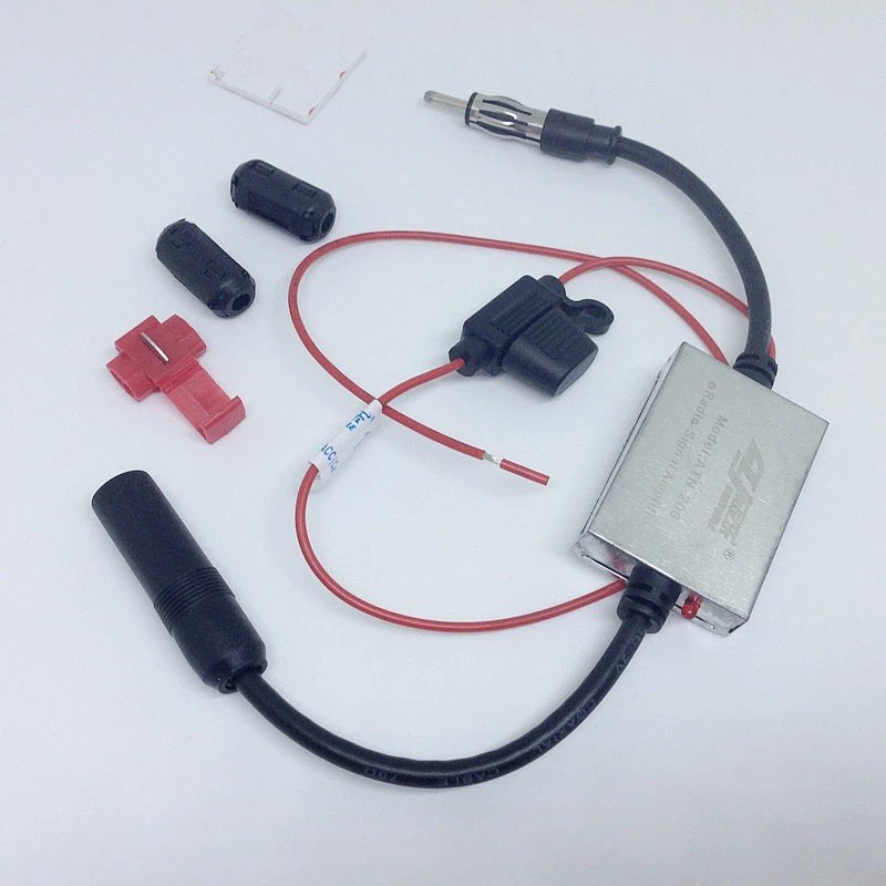 FM Signal Amplifier Anti-interference Metal Car Antenna Radio Universal Auto FM Booster Amp 88-108 Mhz 12V Automobile Parts