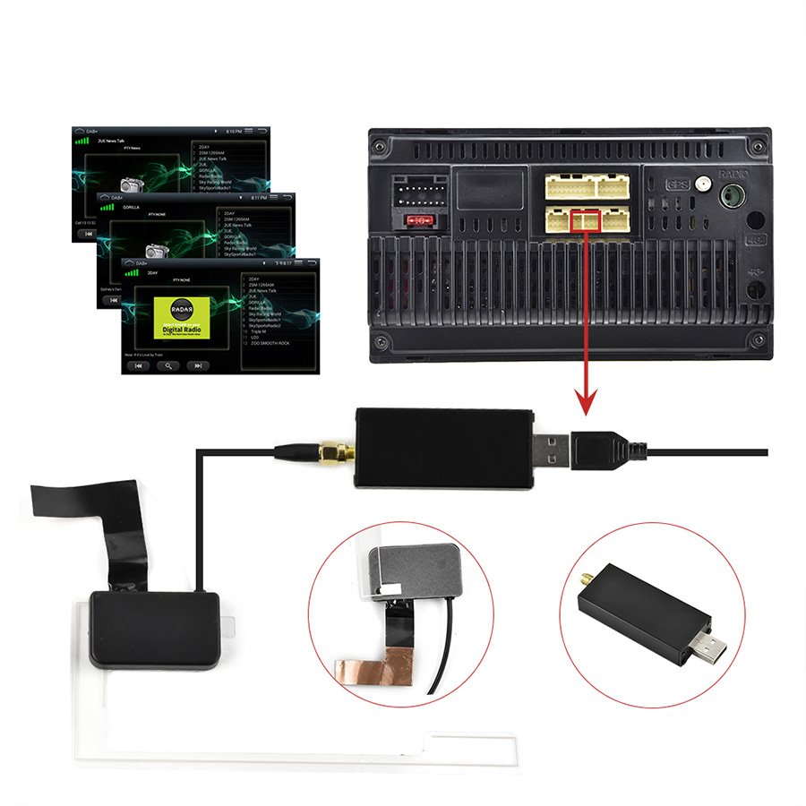 DAB + Antenna With USB Adapter Android Car Radio GPS Stereo Receiver Player for Universal