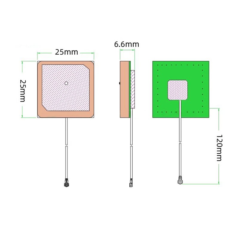 RY GPS BD three-mode active ceramic antenna GLONASS antenna navigation positioning antenna 25*25*8mm