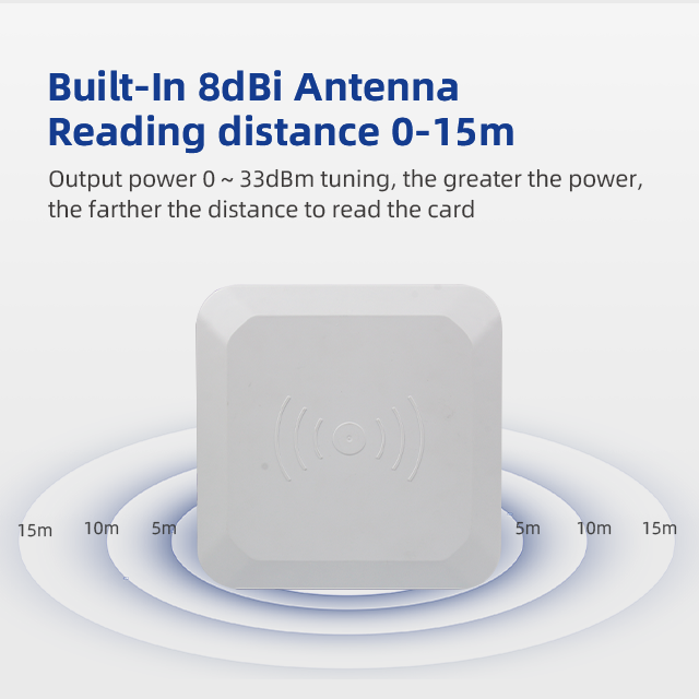 Free SDK Car Parking Management 10-15m UHF Long Range Reader 9dbi Antenna RS232/RS485 UHF RFID Integrated Reader