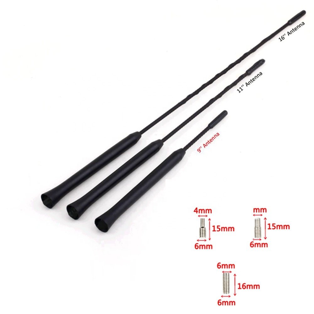 9/11/16 Inch Universal Car Roof Mast Whip Car Universal Antenna Car Radio Antenna AM/FM for VW BMW Mazda Toyota