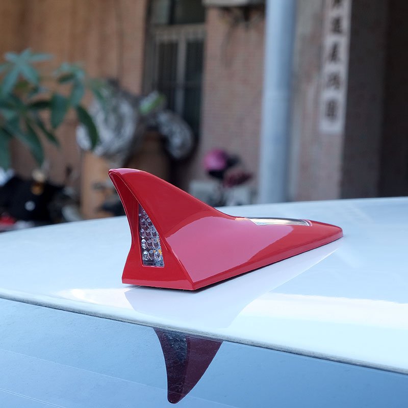 Solar Powered Car Shark Fin Antenna Led Light Vehicle Decoration Warning Flash Strobe Tail Light D01B Automotive Accessories