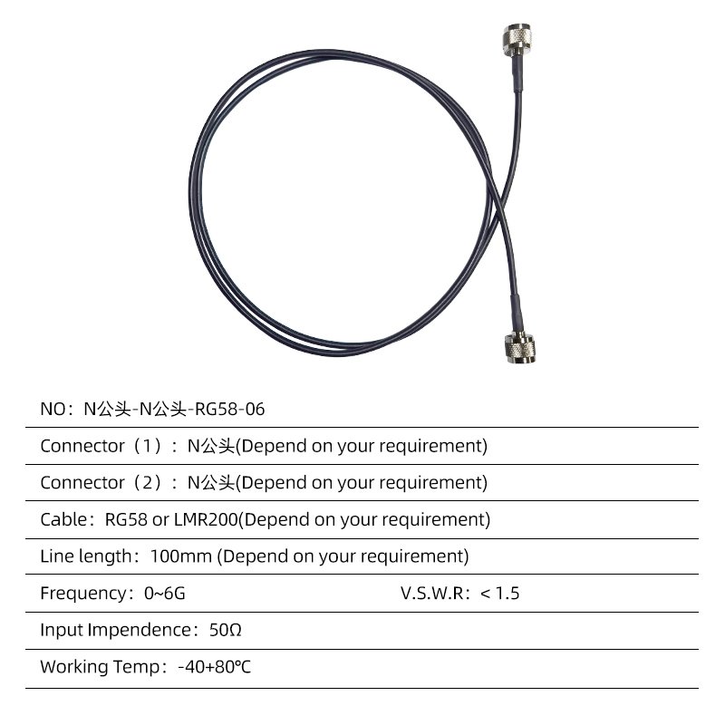 High Quality Low Loss N Male to N Male Coaxial Extension Cable RG 58 or LMR 200 for GPS Antenna Manufacturer's Price