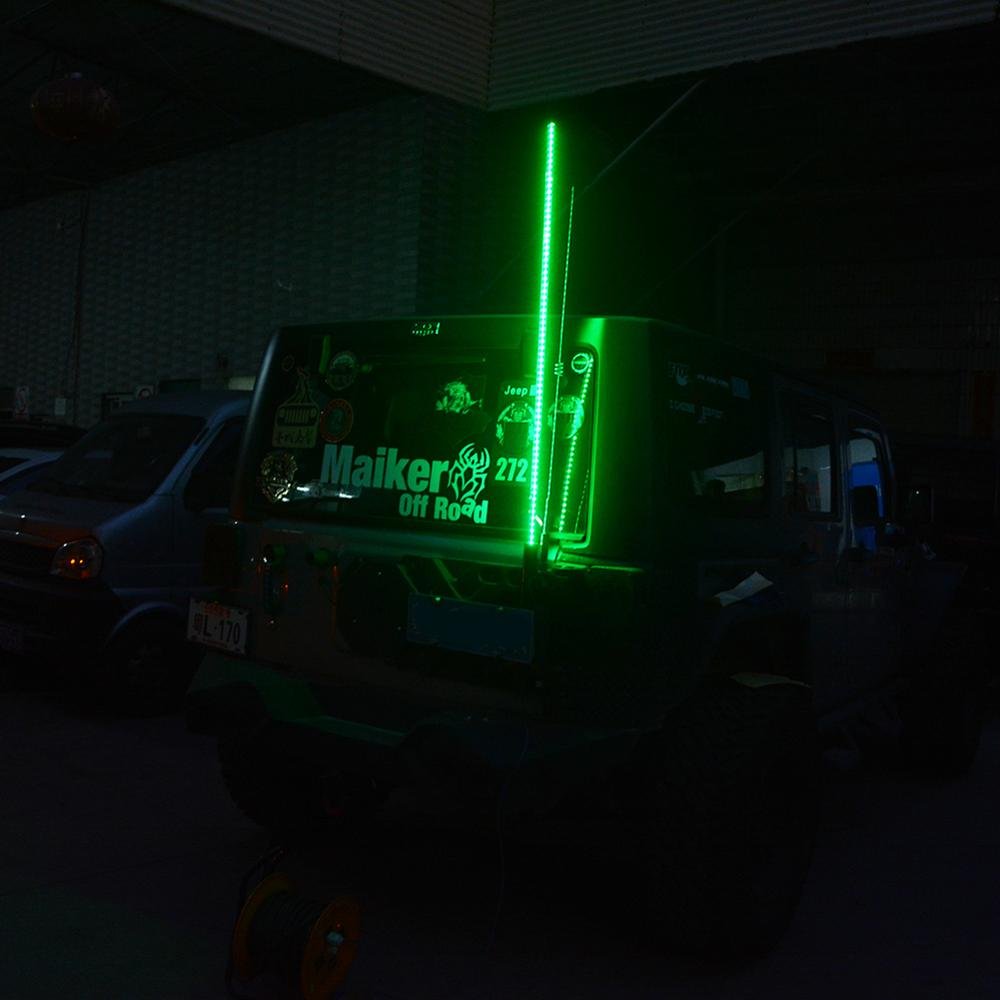 RGB 5ft (1.5 Meter) LED Whip Lights Flag Pole Antenna Safety for Jeep Wrangler JK Flagpole Lamp