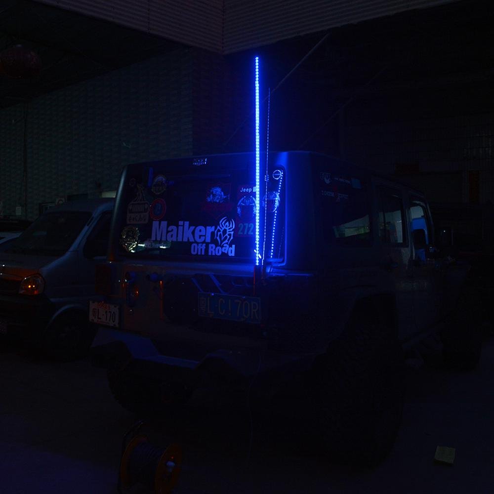 RGB 5ft (1.5 Meter) LED Whip Lights Flag Pole Antenna Safety for Jeep Wrangler JK Flagpole Lamp