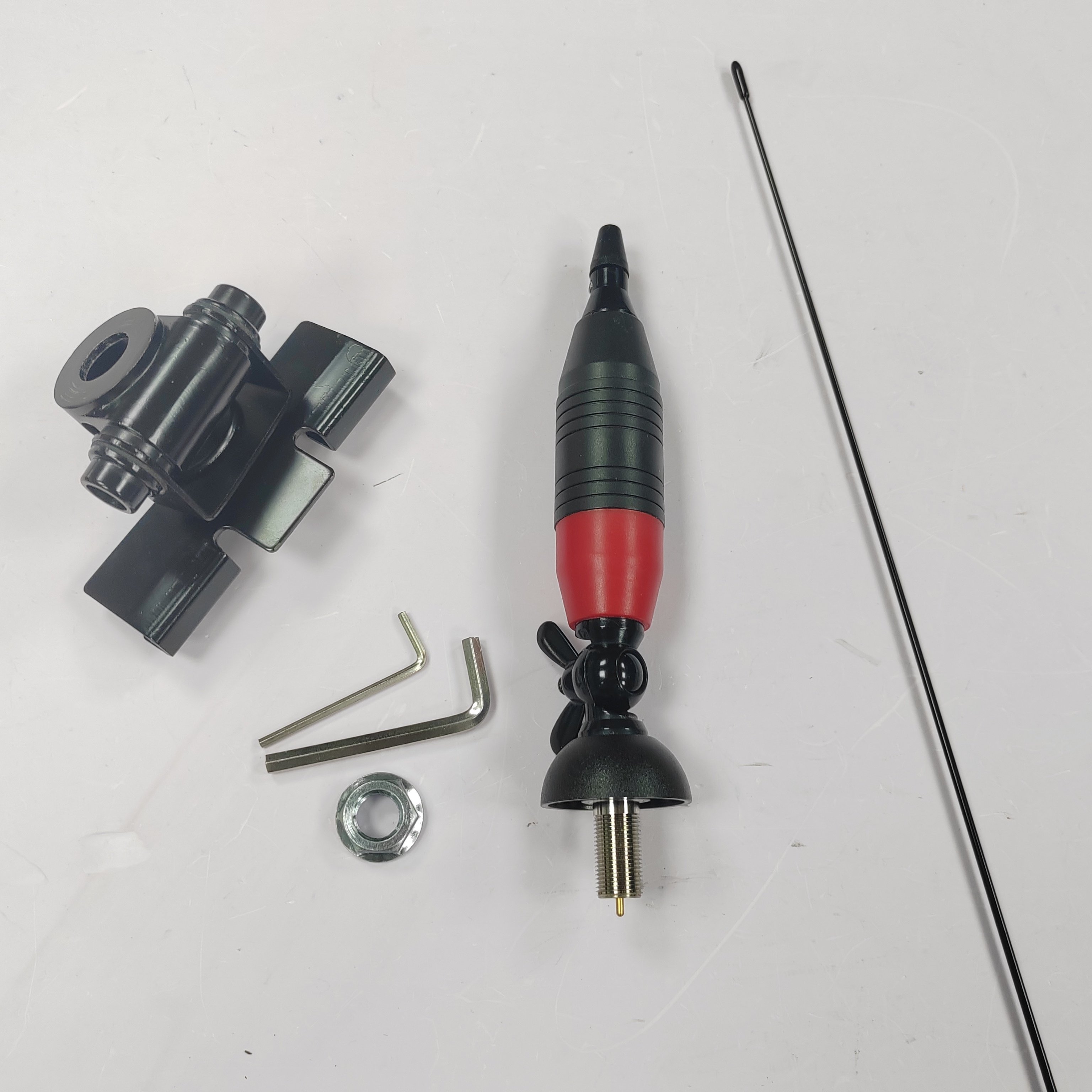 Mobile decorative antenna 0mhz SUPER9 antenna black stainless steel whip red antenna with black RB400 bracket for decoration