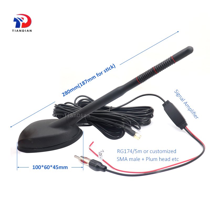 Signal Amplifier Screw Mounting External Omni 20dBi 1575.42Mhz Position FM AM DAB Radio Gps Car Antenna