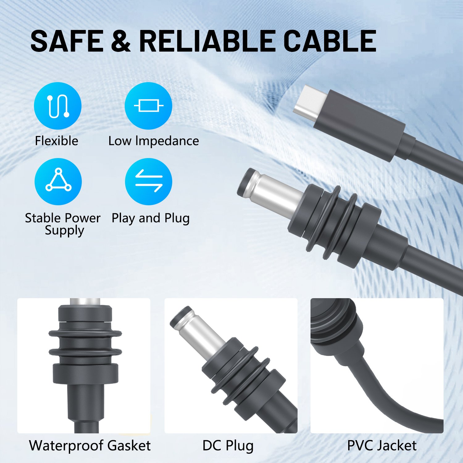 Starlink Mini Usb c to Dc Cable Compatible 100W PD Charger Power Bank 18AWG 12V Charging Starlink Mini Dc Power Cable