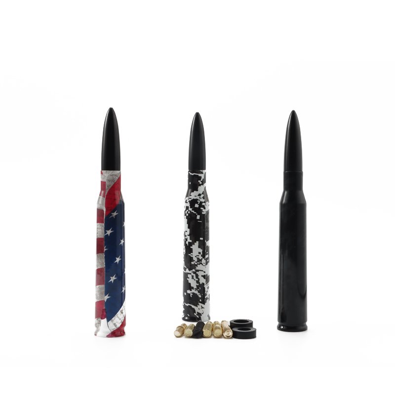 Car Antenna Aluminum Alloy Durable Bullet Antenna, Universal Antenna Bullet Design for Personality Modification