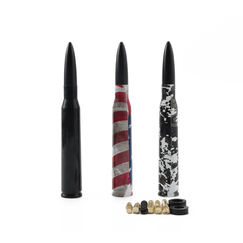 Car Antenna Aluminum Alloy Durable Bullet Antenna, Universal Antenna Bullet Design for Personality Modification