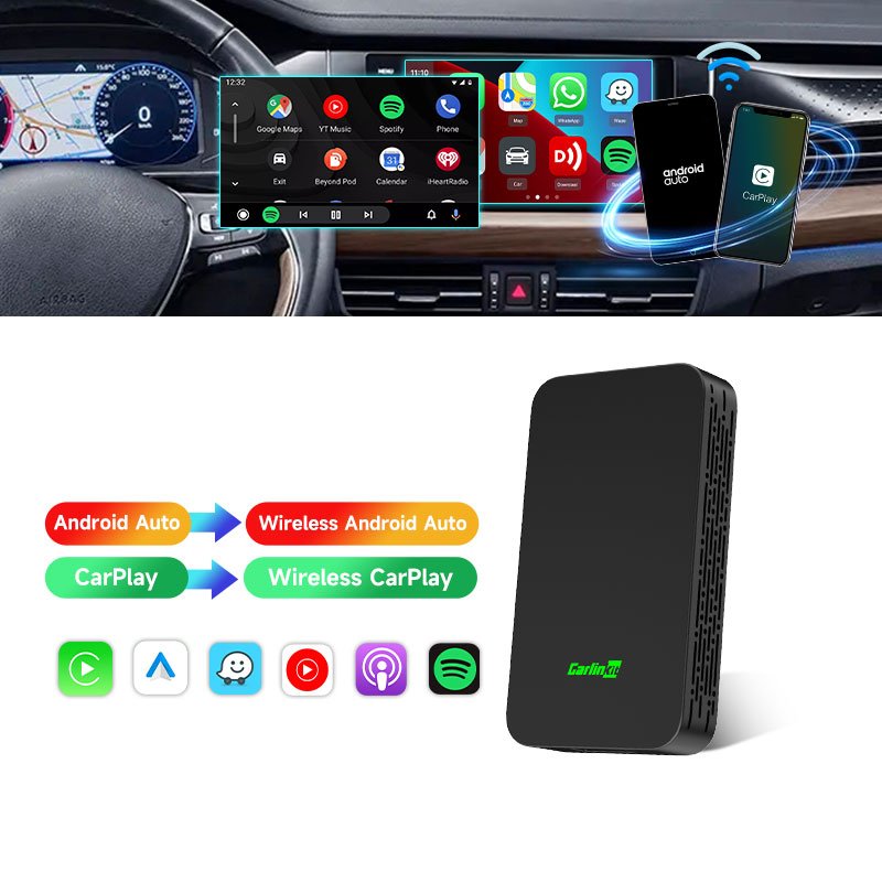 New Carlinkit 5.0 2Air Wired to Wireless Carplay Ai More Android Auto Car Smart Box Navigation Google Play Wifi Bluetooth Dongle