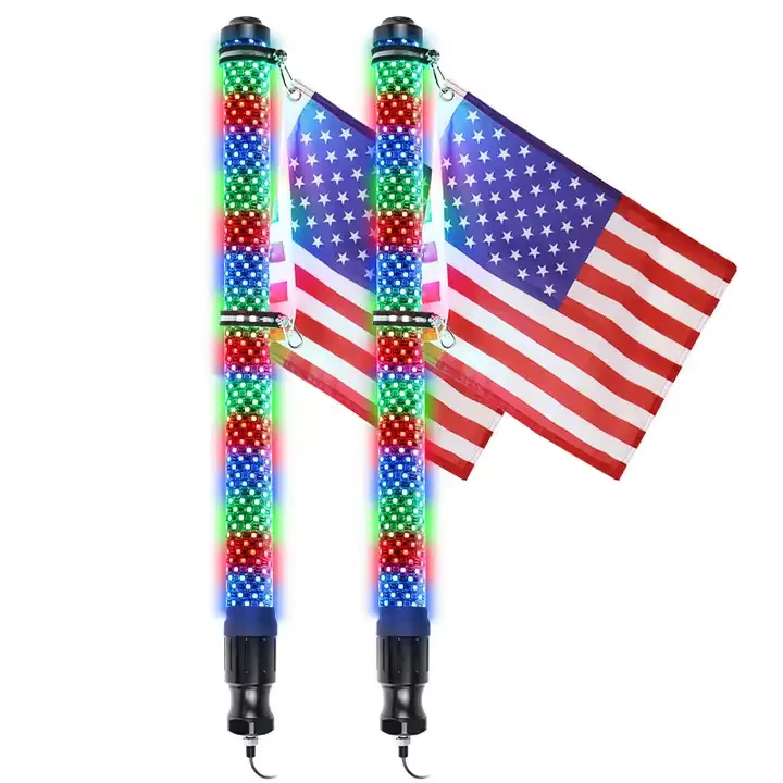 Flexible Led Whip Light RZR 360 Spiral Degree RGB RGBW Remote APP Control LED Whip Lights for UTV ATV Off- Road