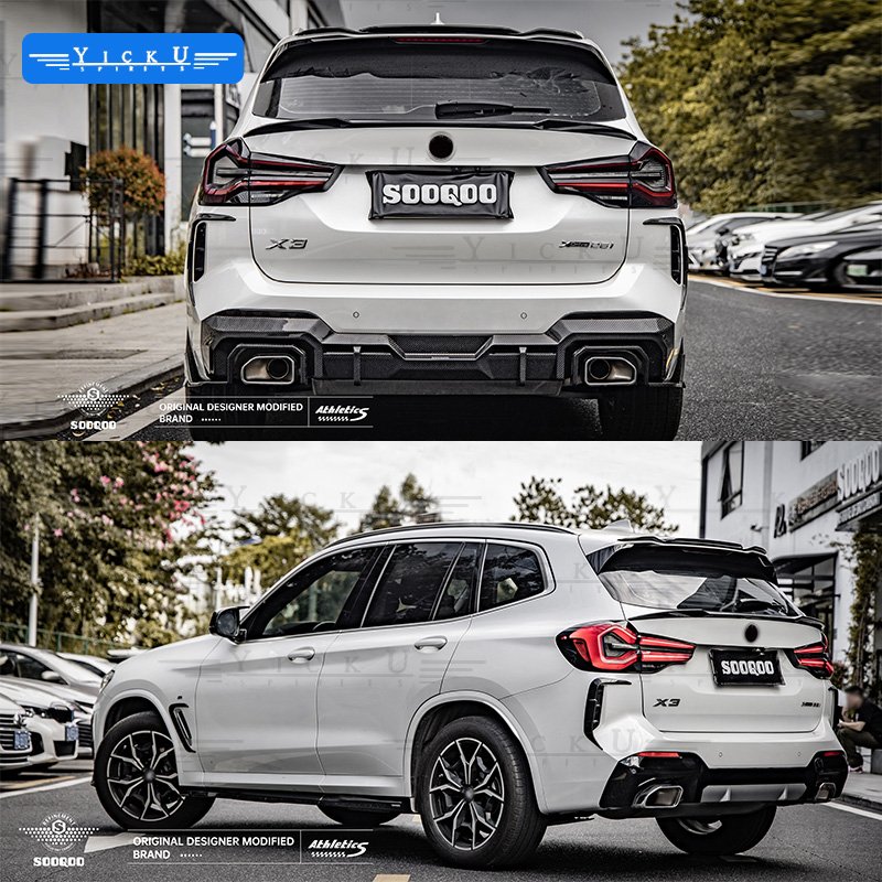 YICKU New Arrival for BMW X3 G01 X3M G08 LCI 2023+ Upgrade SOOQOO Style Dry Carbon Fiber Top Body Kit Front Lip Grille Tuyere