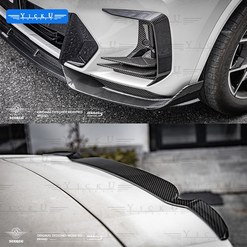 YICKU New Arrival for BMW X3 G01 X3M G08 LCI 2023+ Upgrade SOOQOO Style Dry Carbon Fiber Top Body Kit Front Lip Grille Tuyere