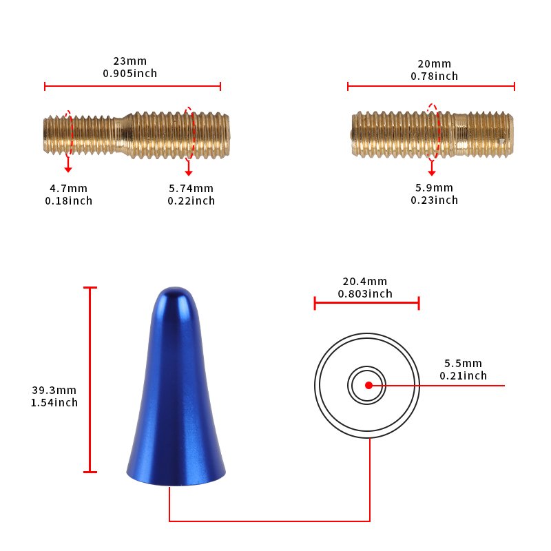 4cm Antenna Aluminum Alloy Universal Short Car Antenna Thread Adapter Roof Mount Vehicle Radio Antenna
