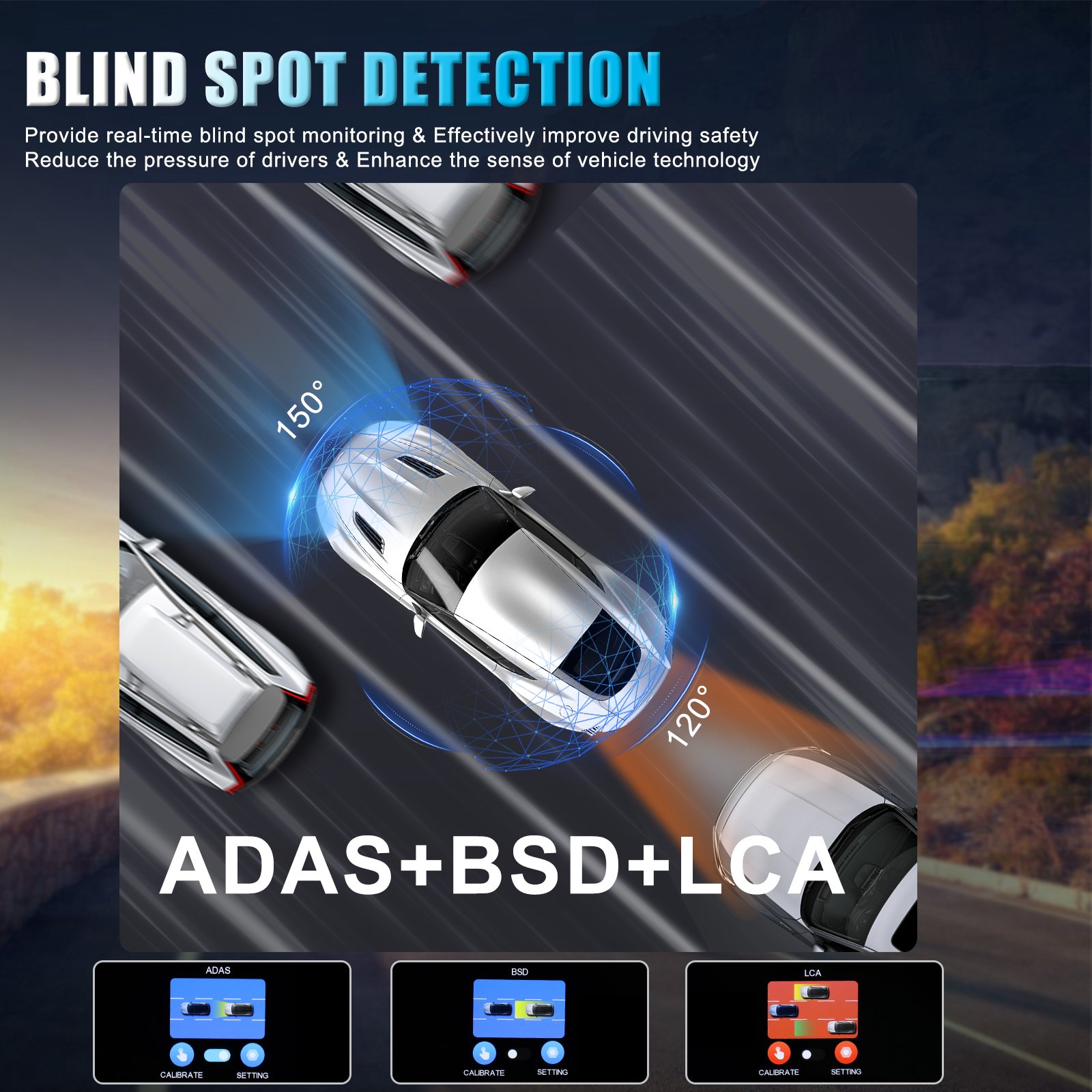 Podofo 10.8 Inch 4K DVR WIFI Dual Lens Mirror Monitor 1080P Rear View Dash Camera Recorder GPS/G-Sensor/BSD/ADAS/Voice Control