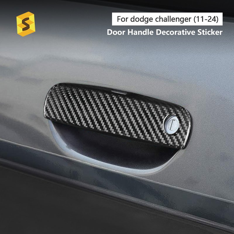 Shasha Carbon Fiber Door Handle Decorative Sticker Carbon Fiber Car Accessories for Dodge Challenger/Charger 2011-2024