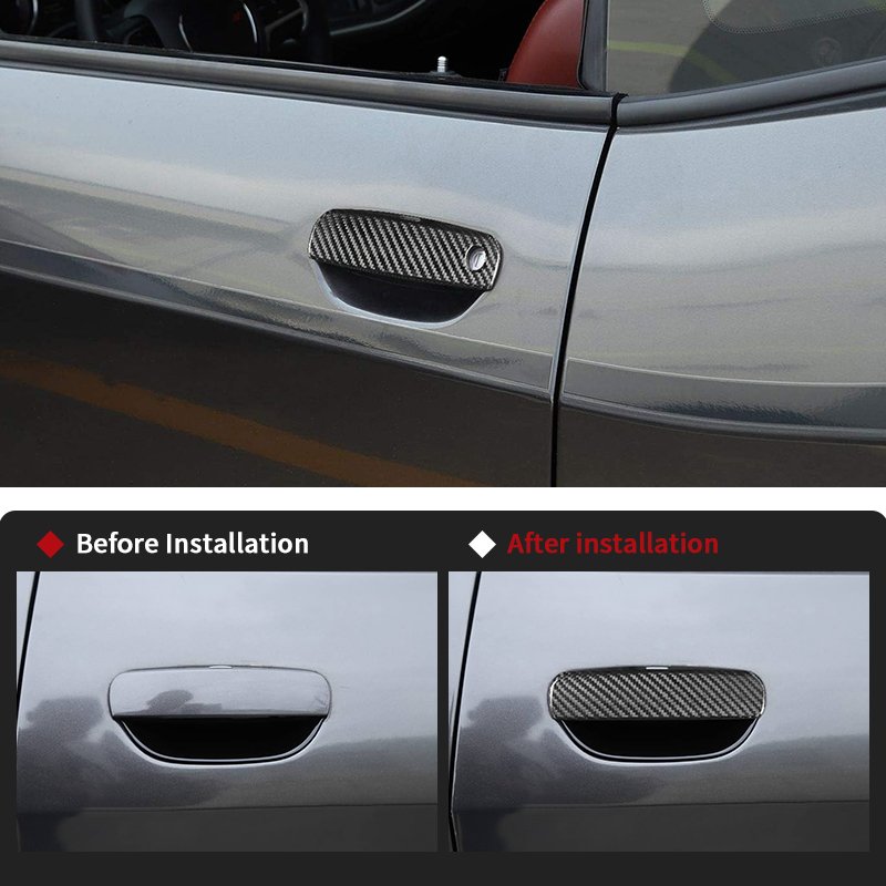 Shasha Carbon Fiber Door Handle Decorative Sticker Carbon Fiber Car Accessories for Dodge Challenger/Charger 2011-2024