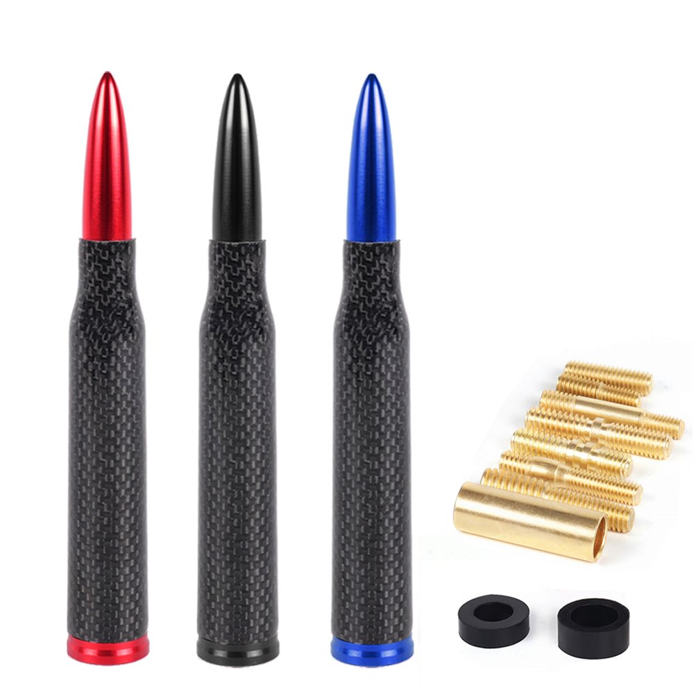 Refitted Car Accessories Customize Logo Carbon Fiber Bullet Antenna Decoration Short Off Road Universal Model Bullet Car Antenna
