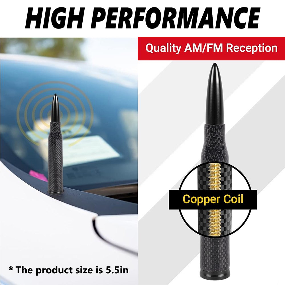 Refitted Car Accessories Customize Logo Carbon Fiber Bullet Antenna Decoration Short Off Road Universal Model Bullet Car Antenna