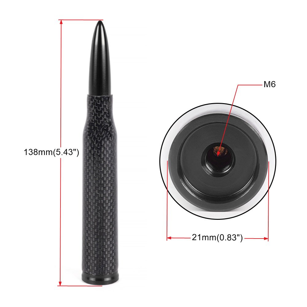 Refitted Car Accessories Customize Logo Carbon Fiber Bullet Antenna Decoration Short Off Road Universal Model Bullet Car Antenna