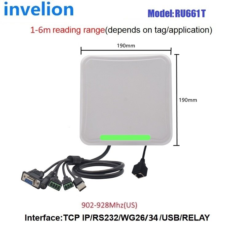 RU661 5-6m Uhf Rfid Reader with LED Green Light RS232 WG26 USB RELAY Ethernet for Vehicle Management