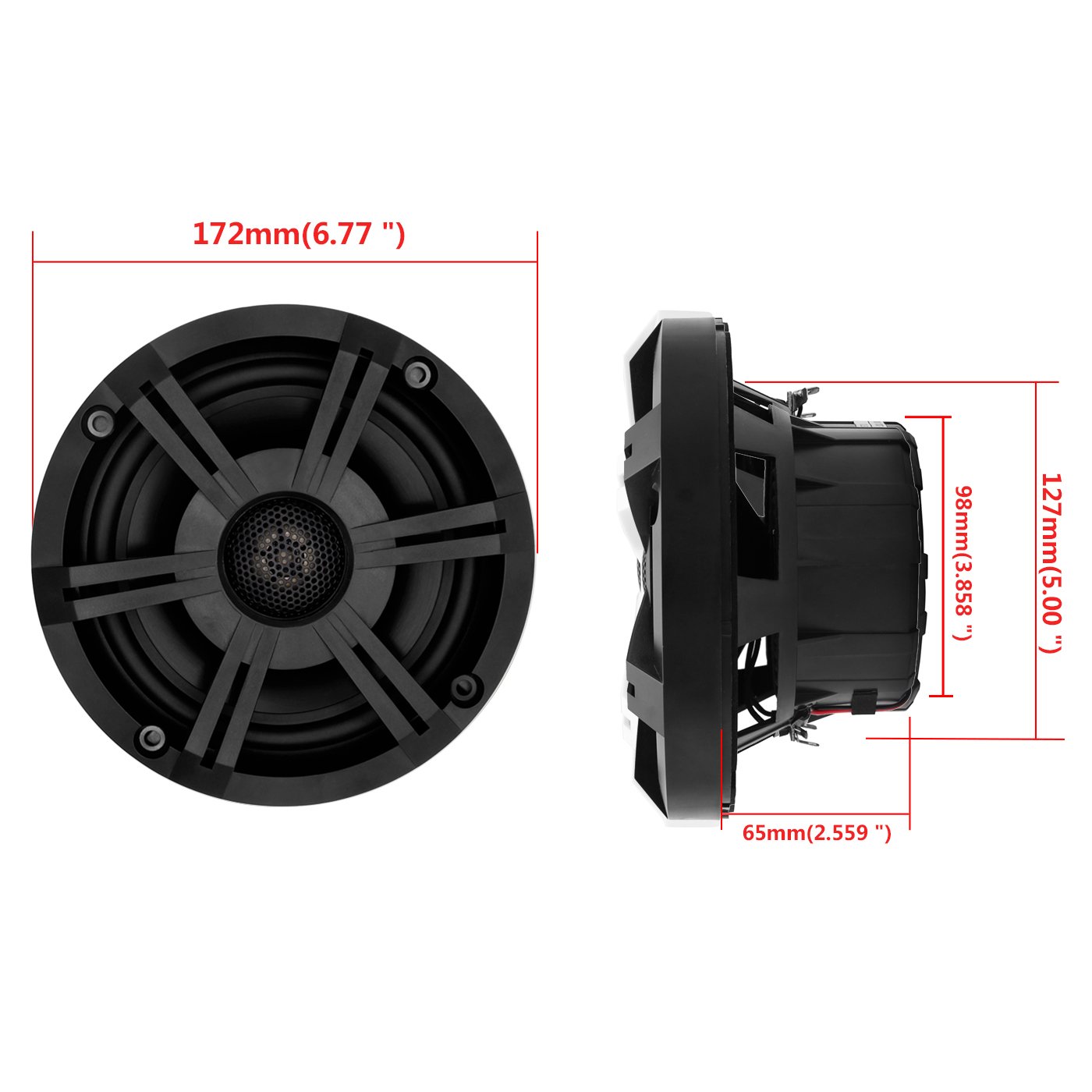 Marine Audio Package Gauge Stereo BT Motorcycle Radio with 6.5 Marine Speakers and Antenna USB Cable
