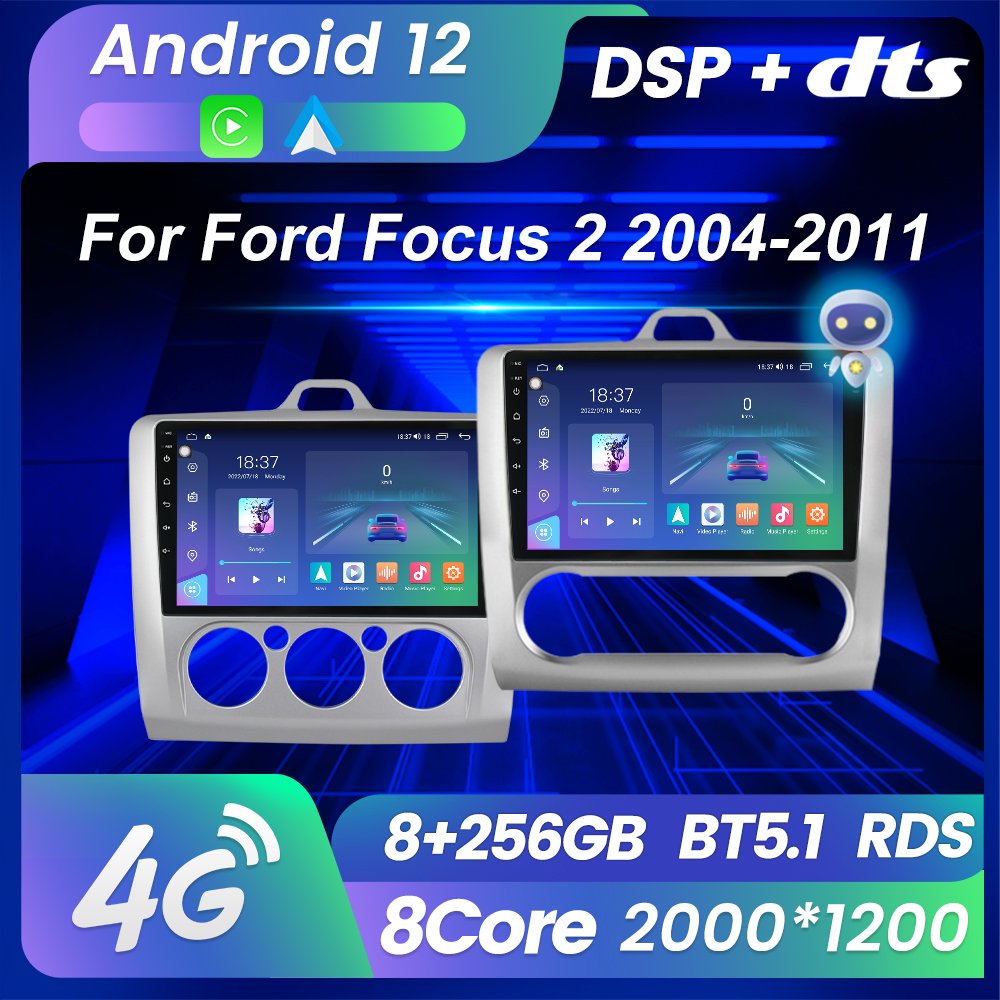 M6 PRO Android 12 2K QLED Screen BT5.1 Dvd Player Car Monitor for Ford Focus 2 2004-2011 DSP GPS Stereo Car Radio