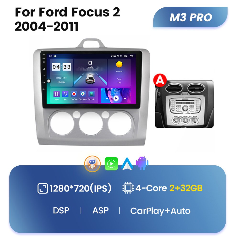 M6 PRO Android 12 2K QLED Screen BT5.1 Dvd Player Car Monitor for Ford Focus 2 2004-2011 DSP GPS Stereo Car Radio