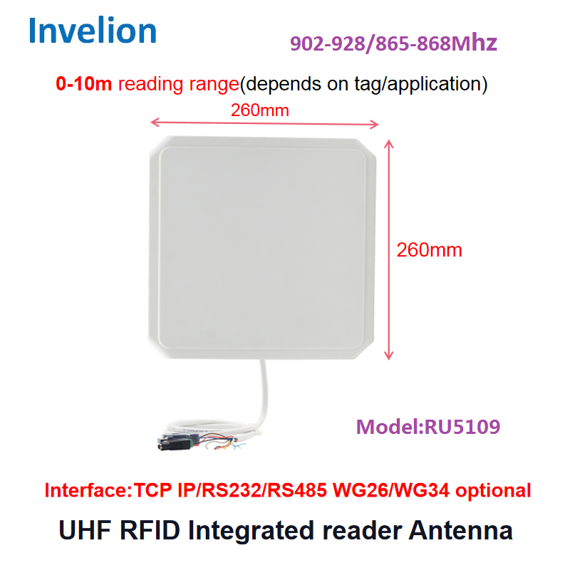 Wiegand 485 Control UHF RFID Card Reader Waterproof 8-15M Range UHF RFID Reader Long Distance 902-928mhz ISO 18000-6C Invelion