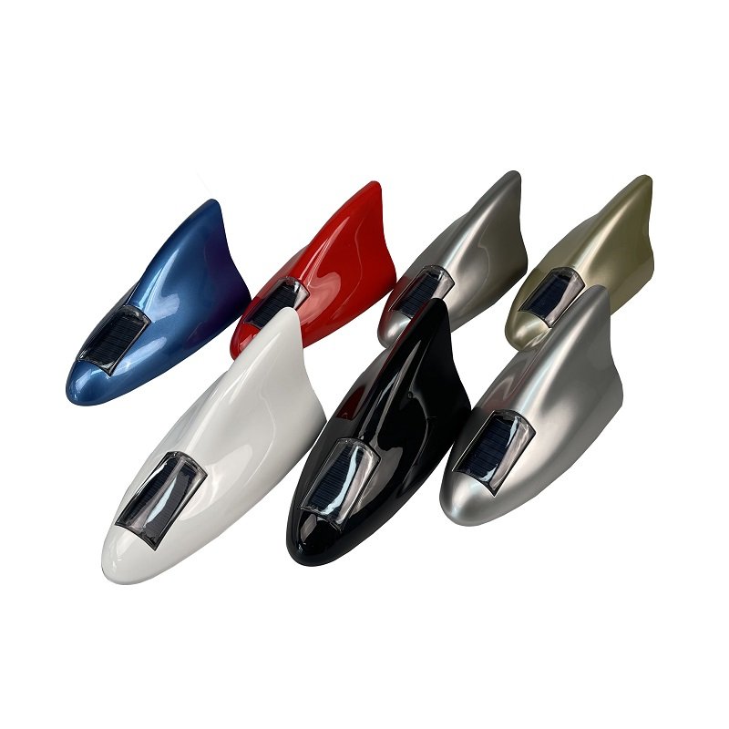 Solar Energy Car Shark Fin Antenna Auto Radio Signal Aerials Roof Antennas Driving Safety Warning Light Universal LED Light