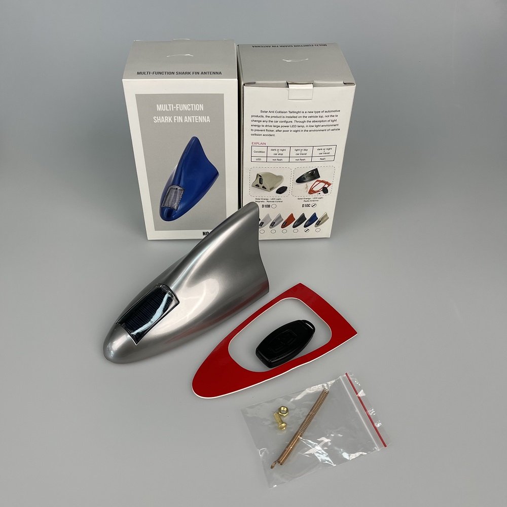 Solar Energy Car Shark Fin Antenna Auto Radio Signal Aerials Roof Antennas Driving Safety Warning Light Universal LED Light