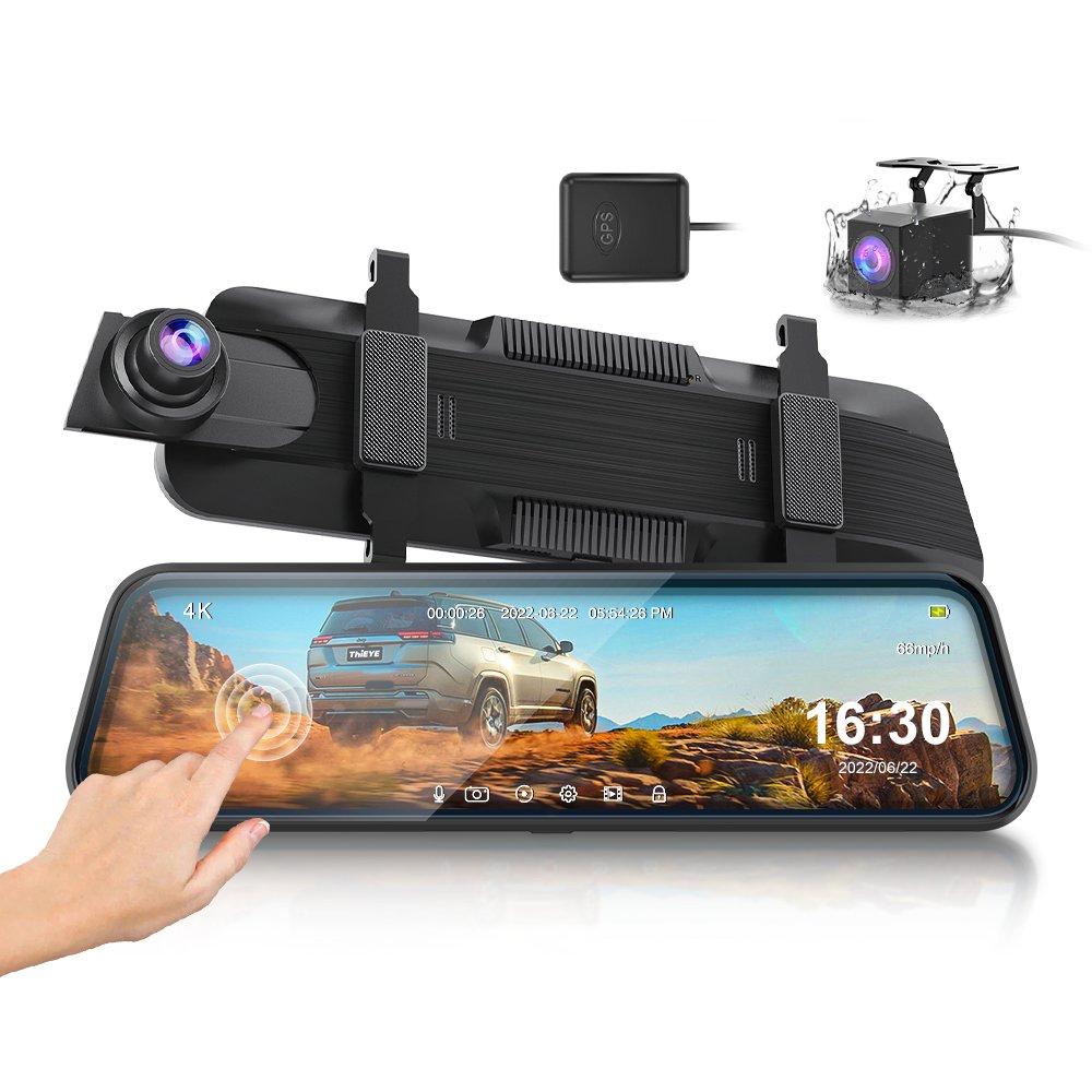 4K Video Recorder Streaming Mirror Dash Cam 10inch Touch Screen Black Box Nigh Vision Rear View Car DVR Camera With GPS Module