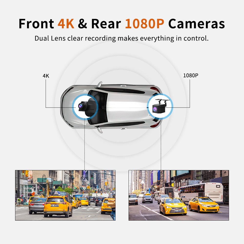 4K Video Recorder Streaming Mirror Dash Cam 10inch Touch Screen Black Box Nigh Vision Rear View Car DVR Camera With GPS Module