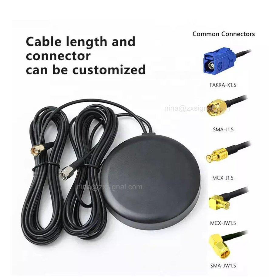 Active Combo Round Magnetic Mount Tracker External Car GSM GPS Antenna With RG174 Cable 3M SMA