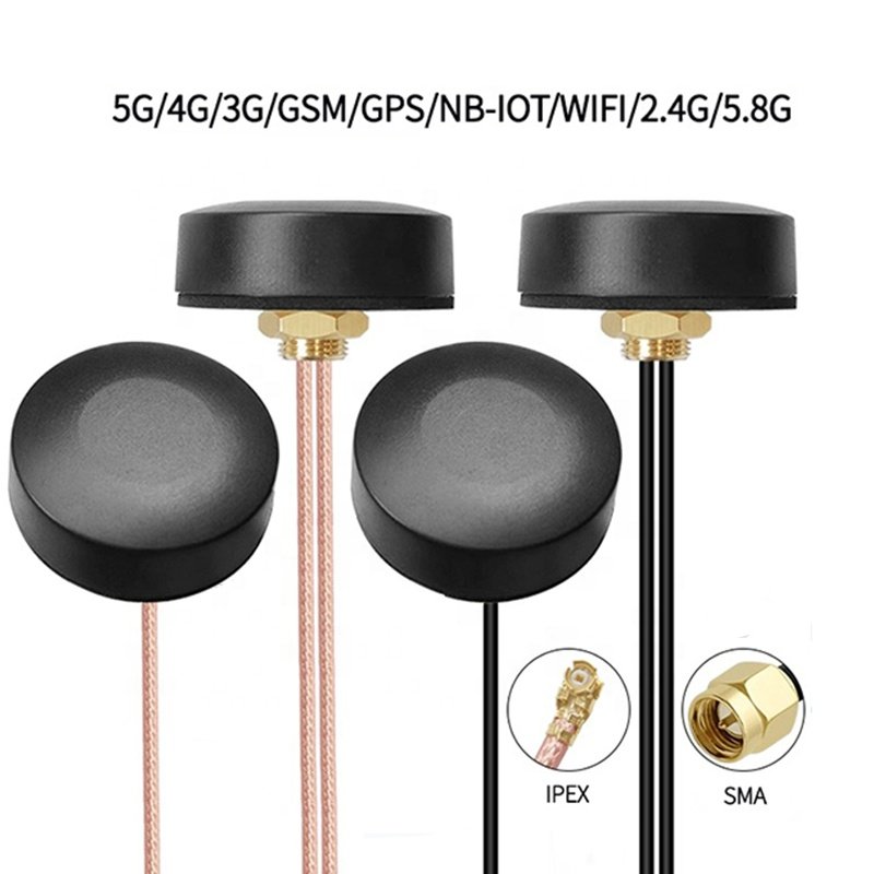 Active Combo Round Magnetic Mount Tracker External Car GSM GPS Antenna With RG174 Cable 3M SMA