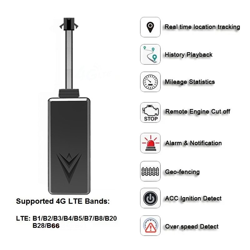 Rastreador Tracking System 4G tracker GPS CA003 Car Vehicle Motorcycle Gps tracker with Free Platform