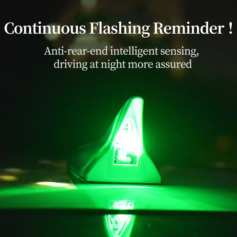 Universal Car Decorative Antenna Solar Powered Shark Fin Shaped Solar Energy LED Warning Light Car Solar Antenna Led Light