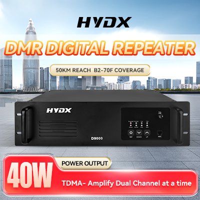 HYDX-D9000 High Power 40W Dual Mode DMR Digital Radio Repeater Duplex VHF UHF Wireless Repeater for Walkie Talkies 50km Range