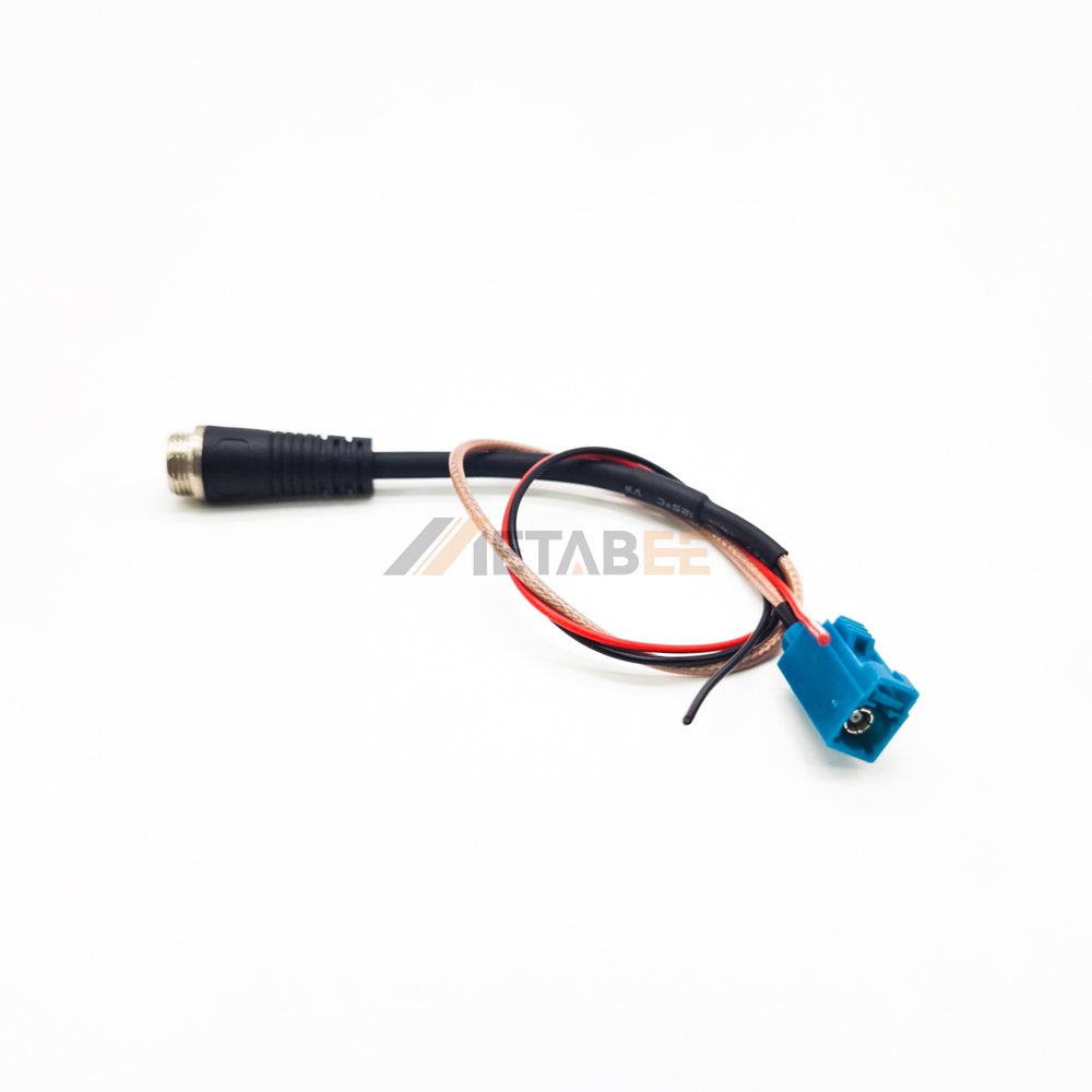 Fakra Z Type Female to GX12 4P 4 Pin Male Plug Cable Assembly for Car Rear-View Camera Monitoring System